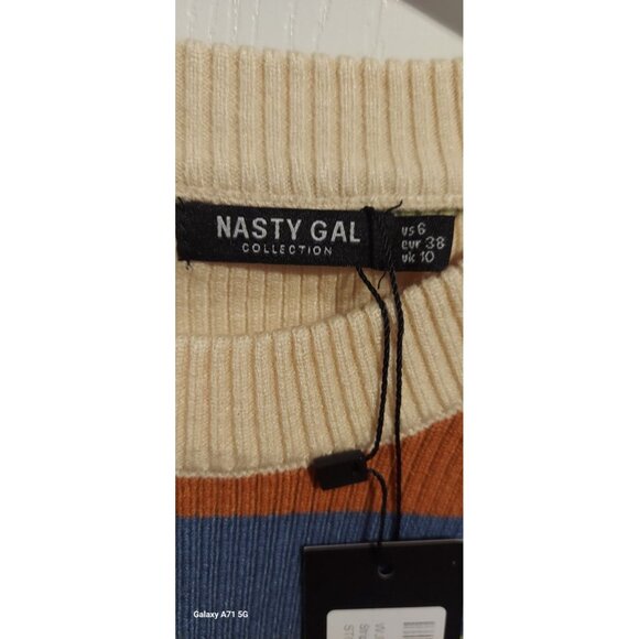 Nasty Gal Womens Striped Colour Block Knitted Midi Dress Size 6 NWT Party Dress - Picture 5 of 9